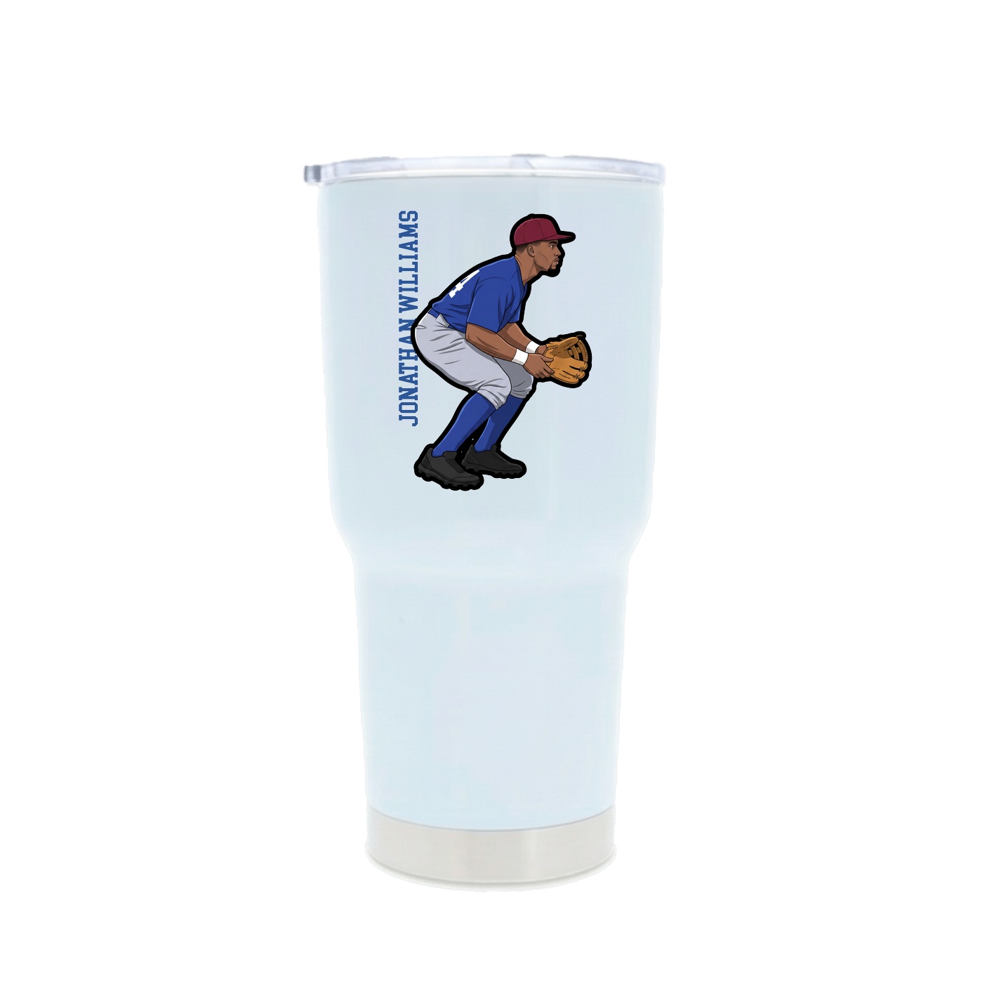30oz Stainless Steel Tumbler — Name Vertical in White