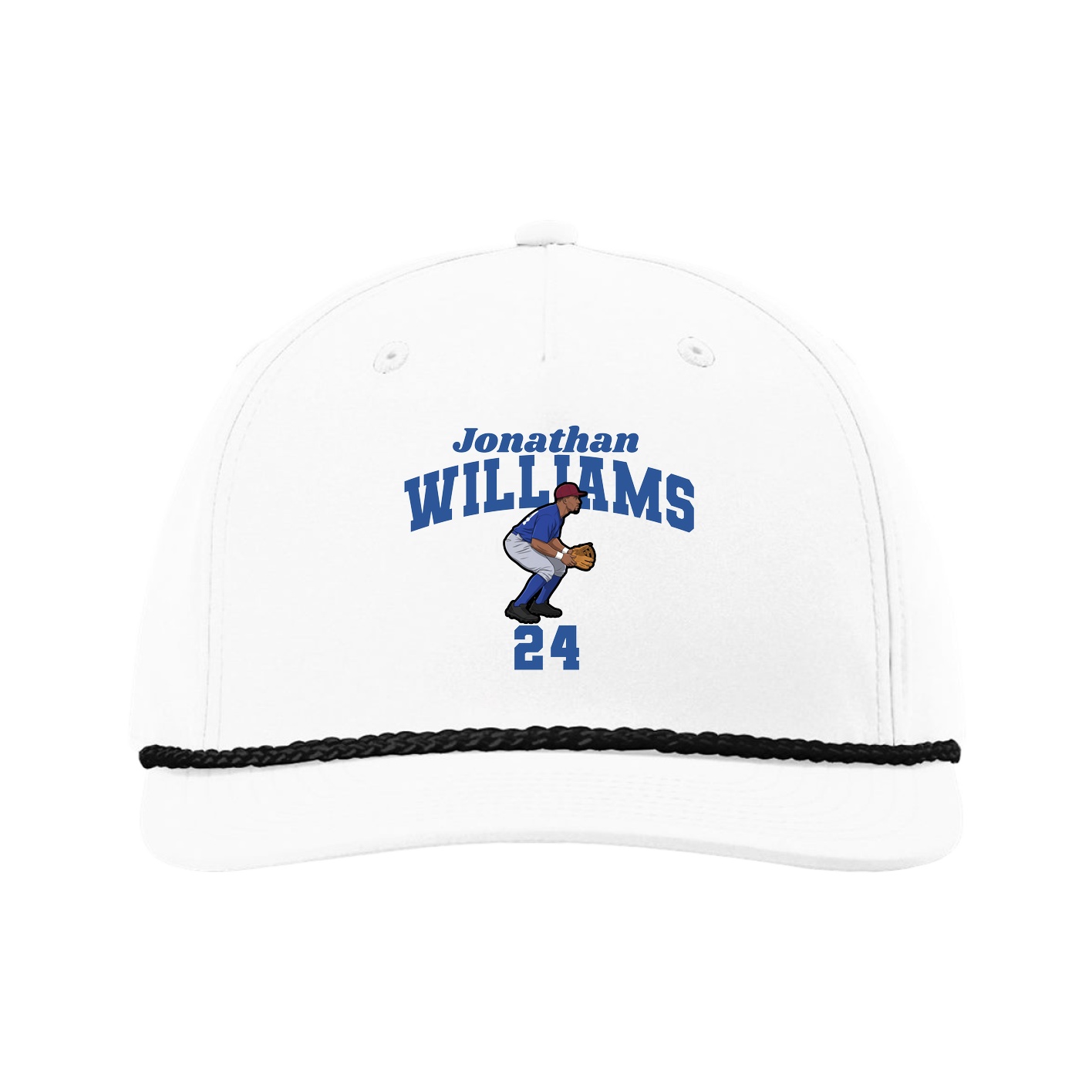 Five-Panel Classic Rope Cap — Signature Arch in White
