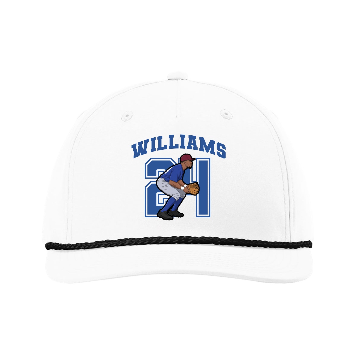 Five-Panel Classic Rope Cap — Number in White