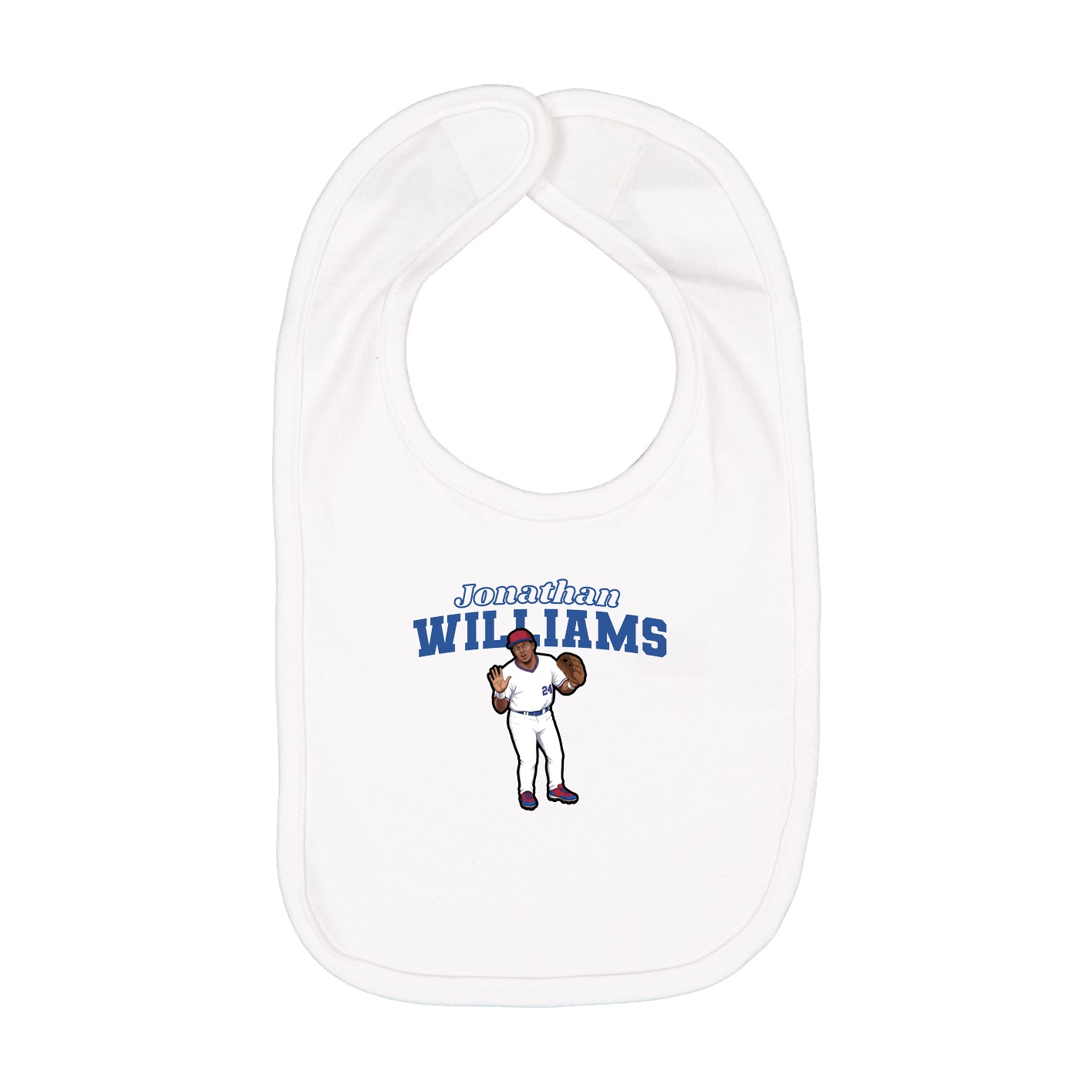 Infant Bib — Name Arch in White