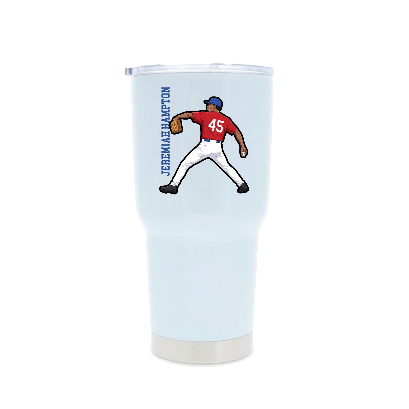 30oz Stainless Steel Tumbler — Name Vertical in White