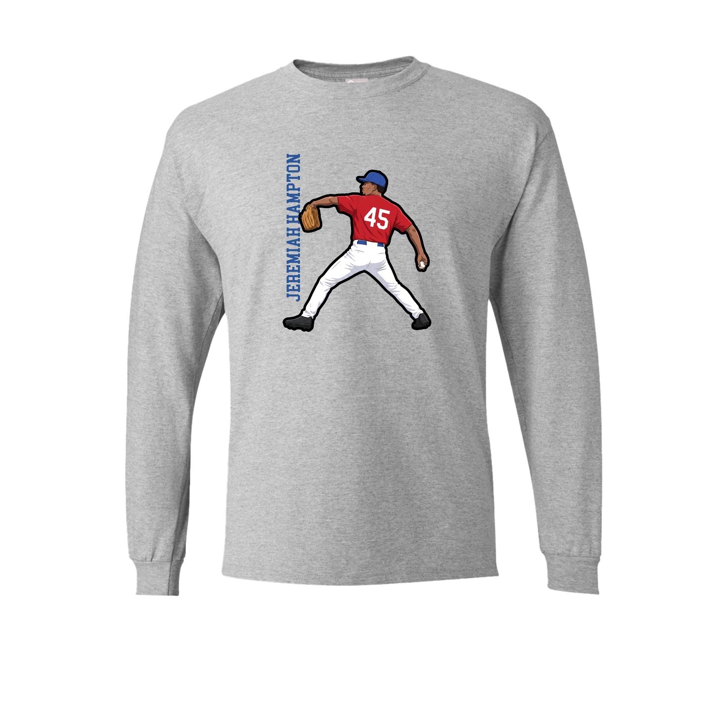 Long Sleeve Tee — Name Vertical in Grey