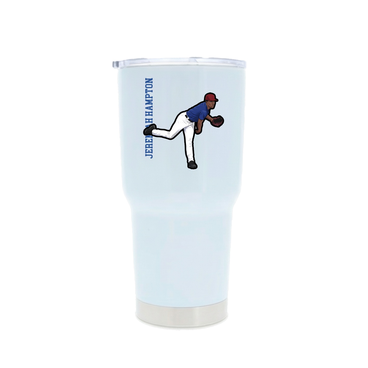 30oz Stainless Steel Tumbler — Name Vertical in White