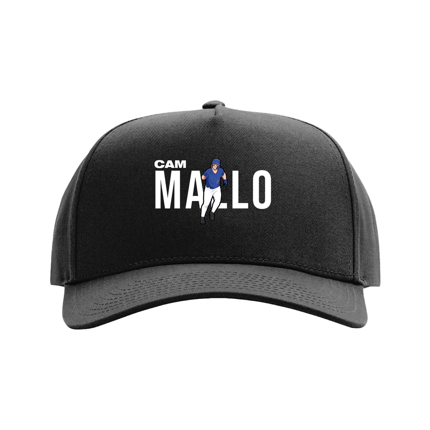 Full Fabric Five-Panel Champ Cap — Player Name in Black