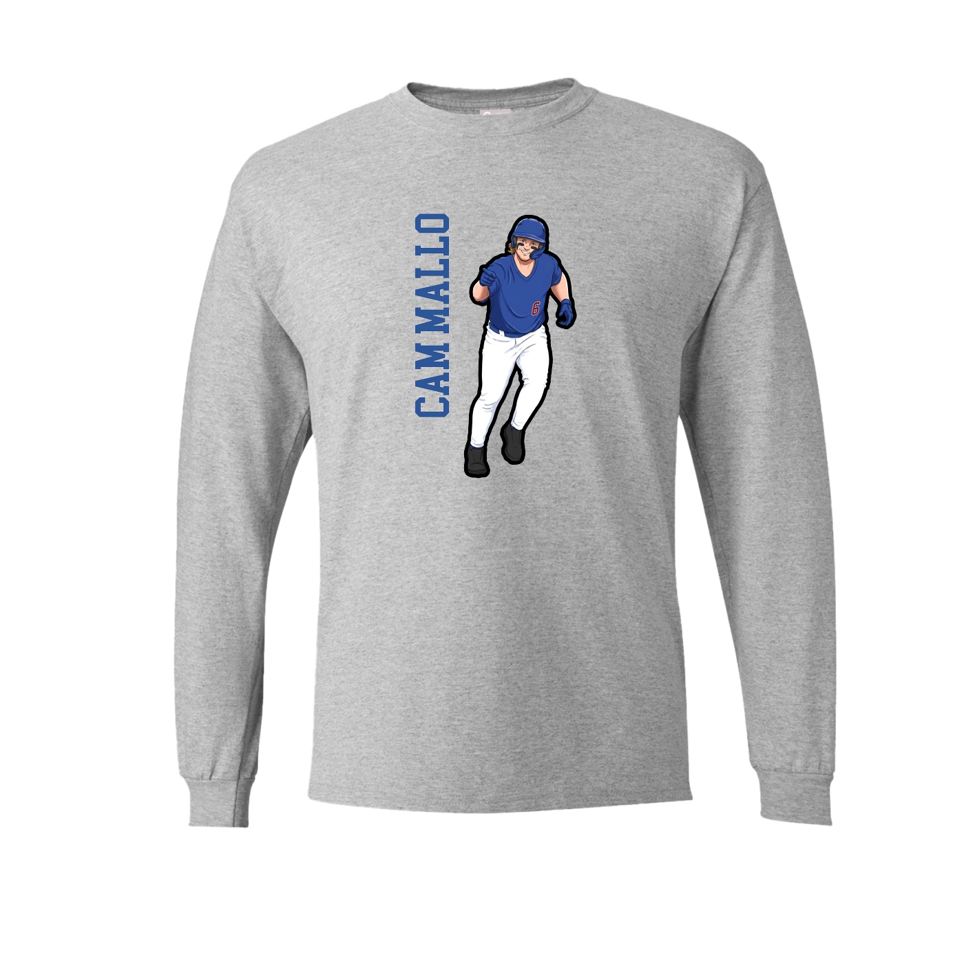 Long Sleeve Tee — Name Vertical in Grey