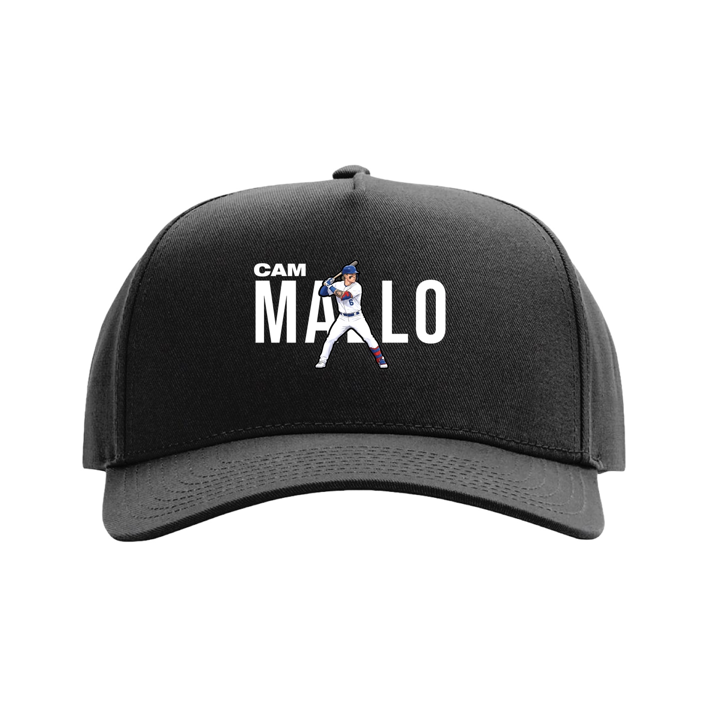 Full Fabric Five-Panel Champ Cap — Player Name in Black