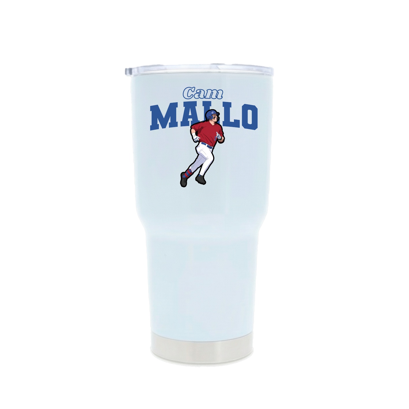 30oz Stainless Steel Tumbler — Name Arch in White
