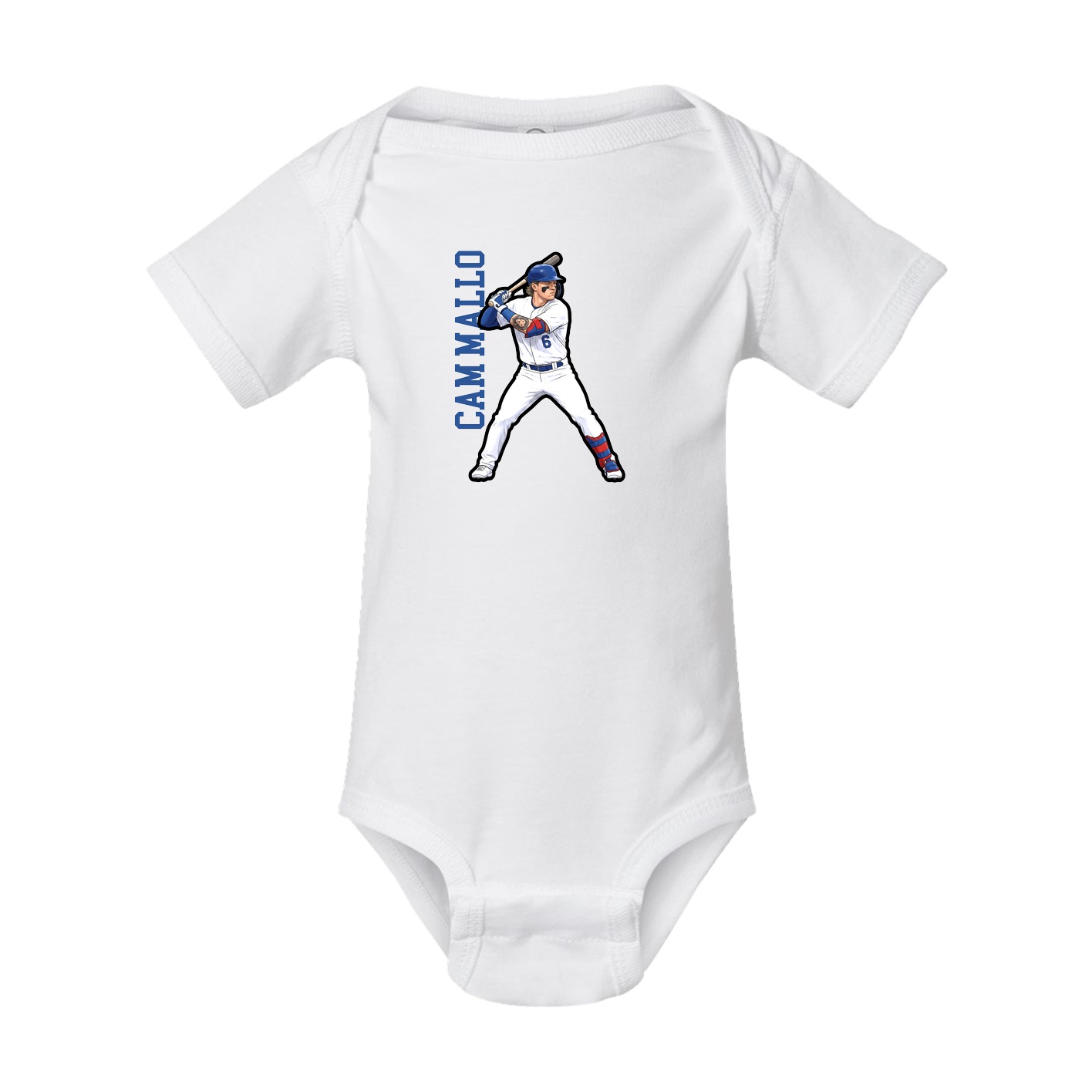 Baby Onesie — Name Vertical in White