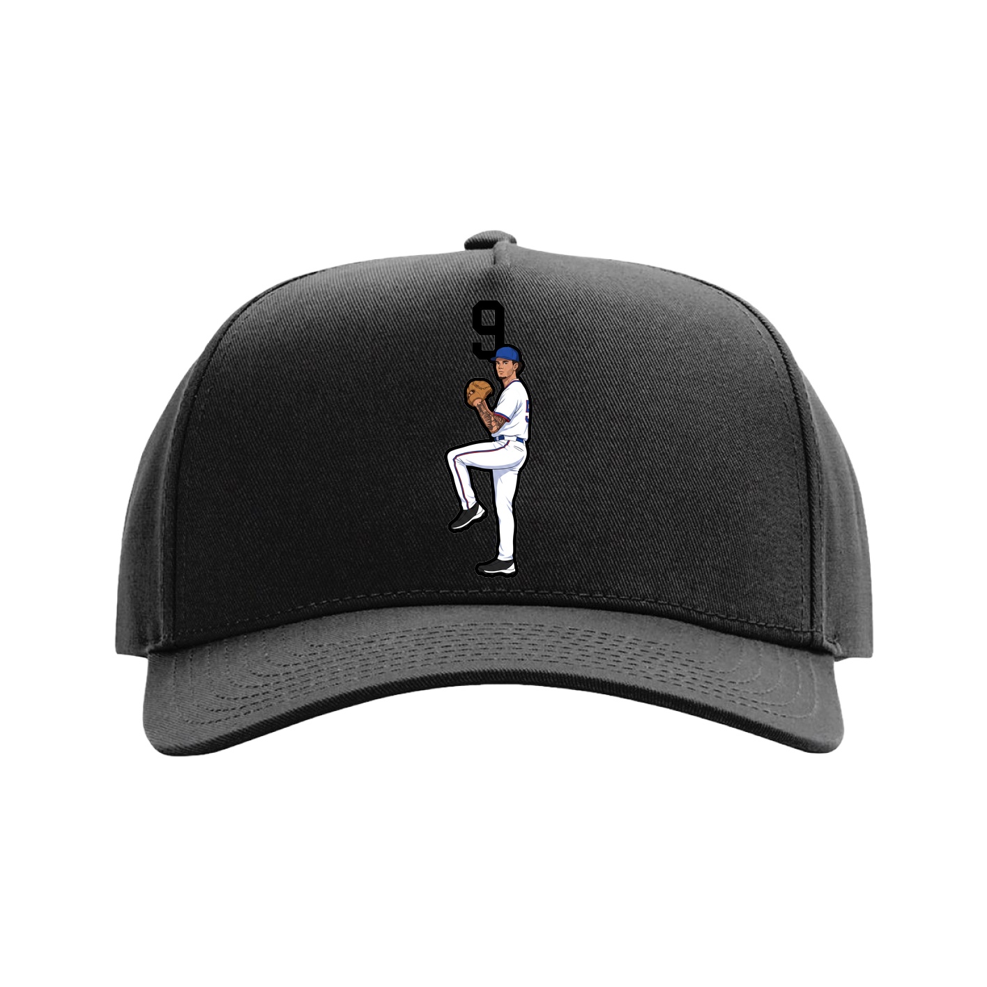 Full Fabric Five-Panel Champ Cap — Number Top in Black
