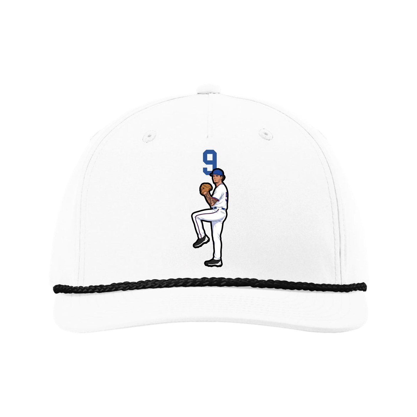 Five-Panel Classic Rope Cap — Number Top in White