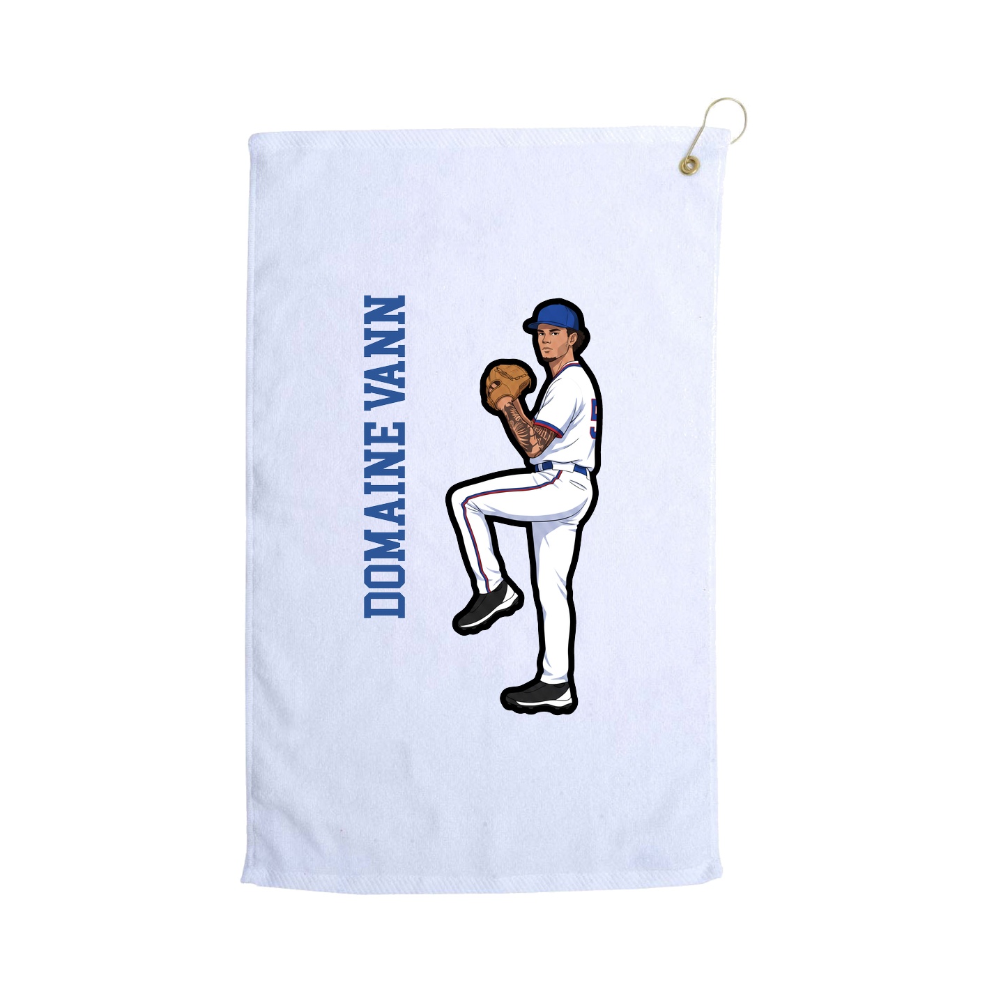 Golf Towel — Name Vertical in White