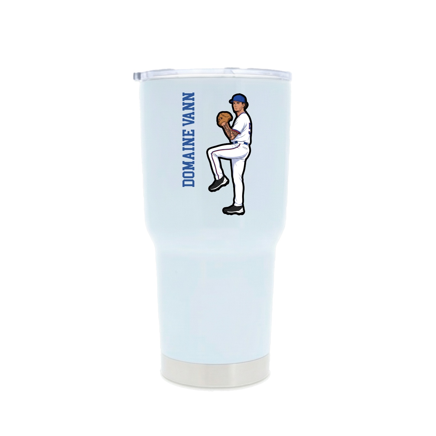 30oz Stainless Steel Tumbler — Name Vertical in White
