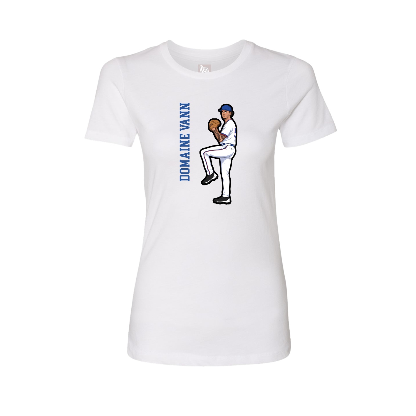 Fitted Women's Tee — Name Vertical in White