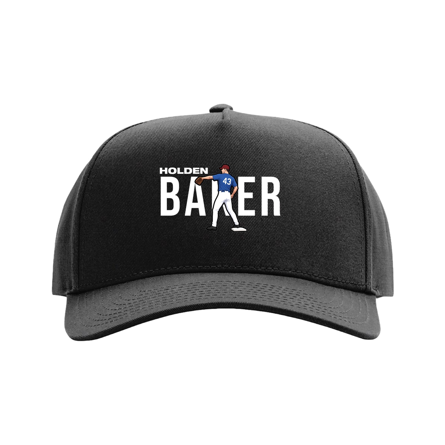 Full Fabric Five-Panel Champ Cap — Player Name in Black
