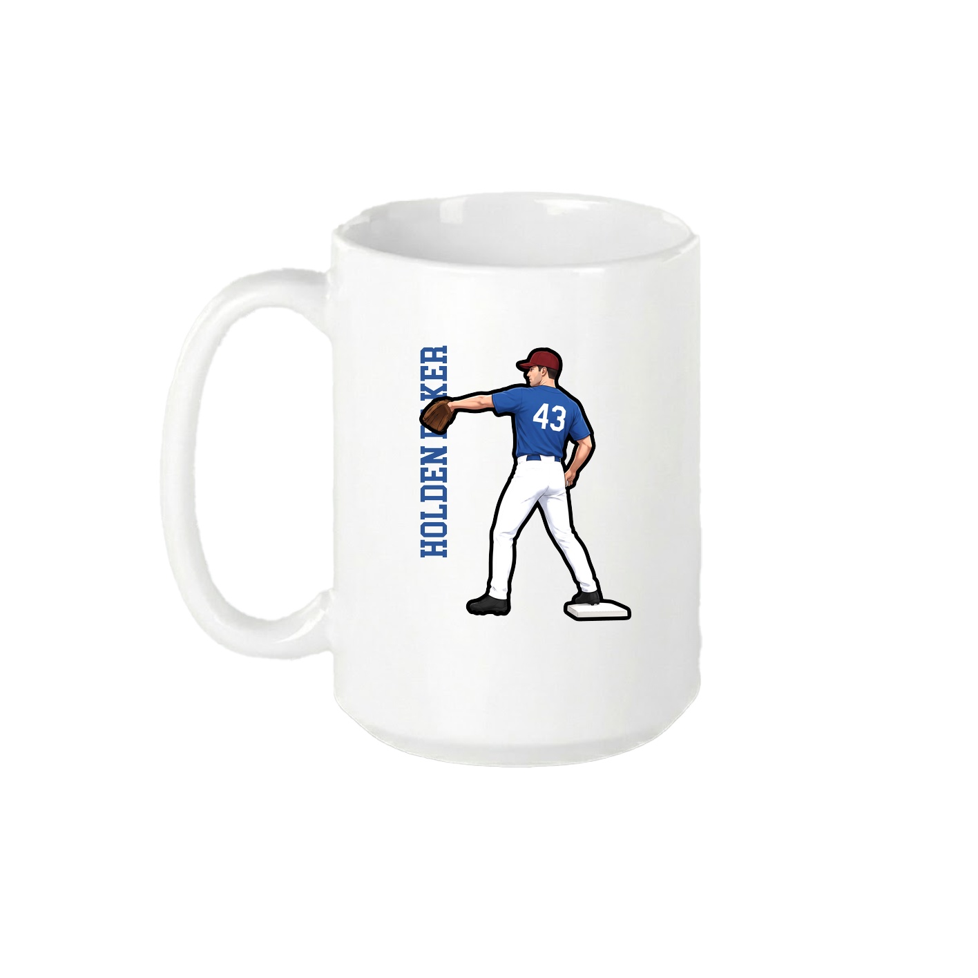 15oz Coffee Mug — Name Vertical in White