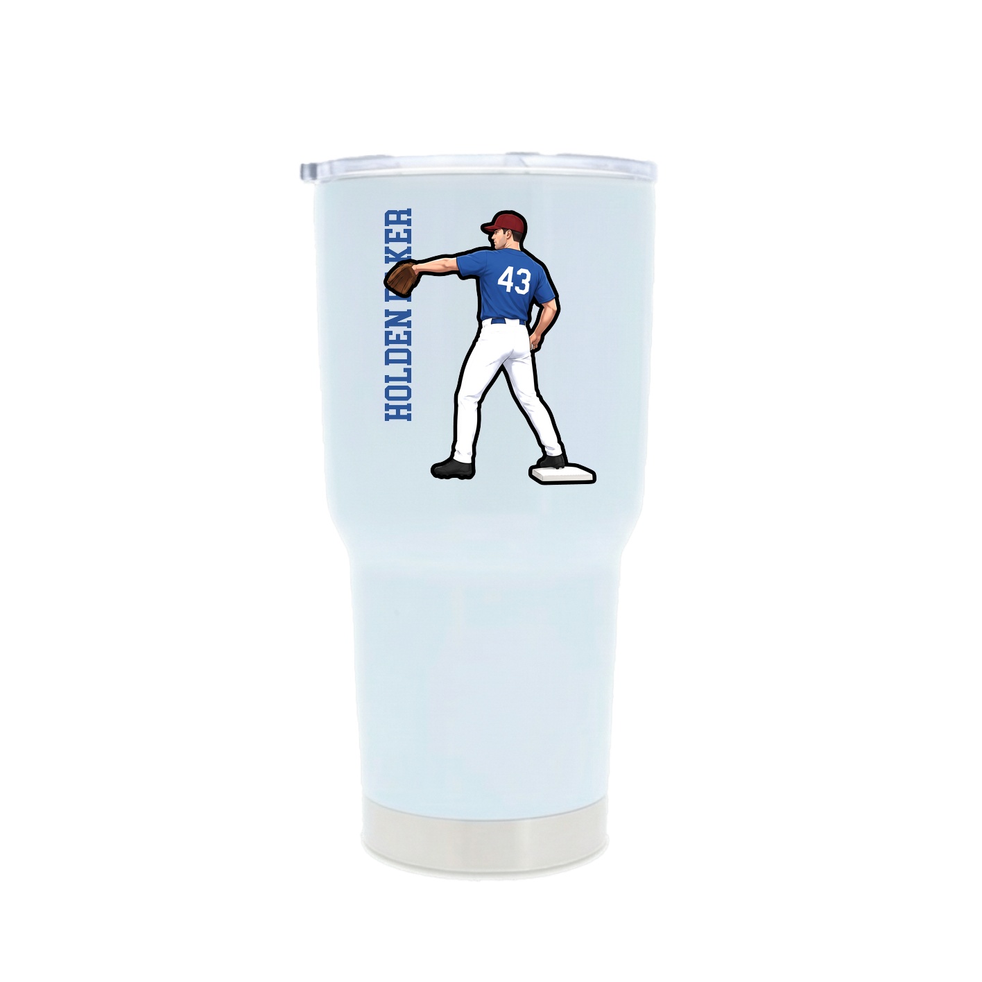 30oz Stainless Steel Tumbler — Name Vertical in White
