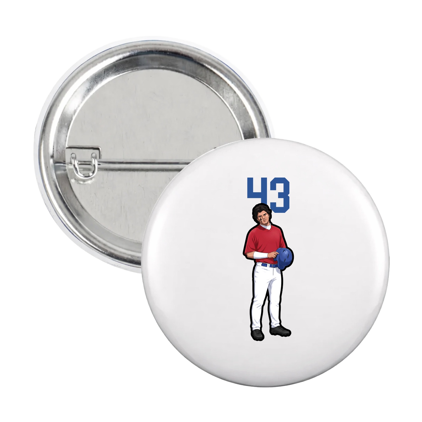 Game Day Button — Number Top in White