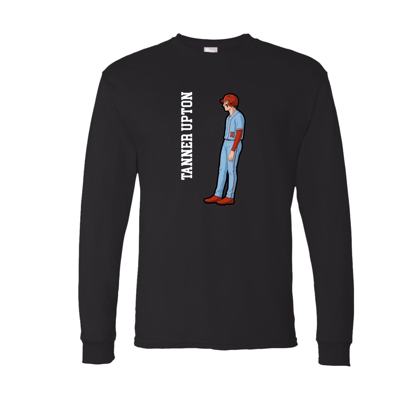 Long Sleeve Tee — Name Vertical in Black