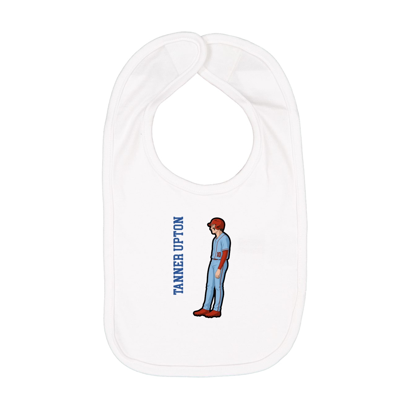Infant Bib — Name Vertical in White