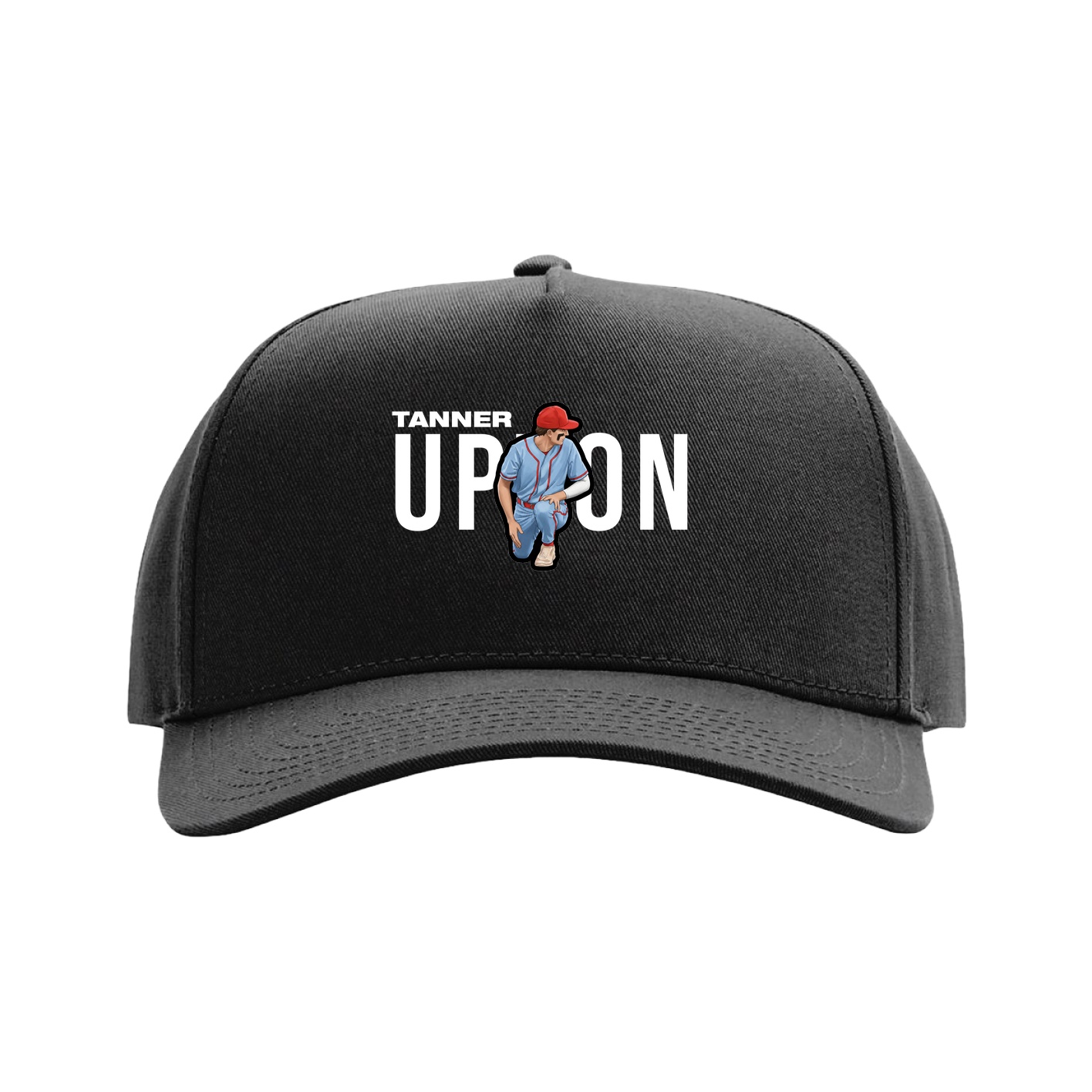 Full Fabric Five-Panel Champ Cap — Player Name in Black