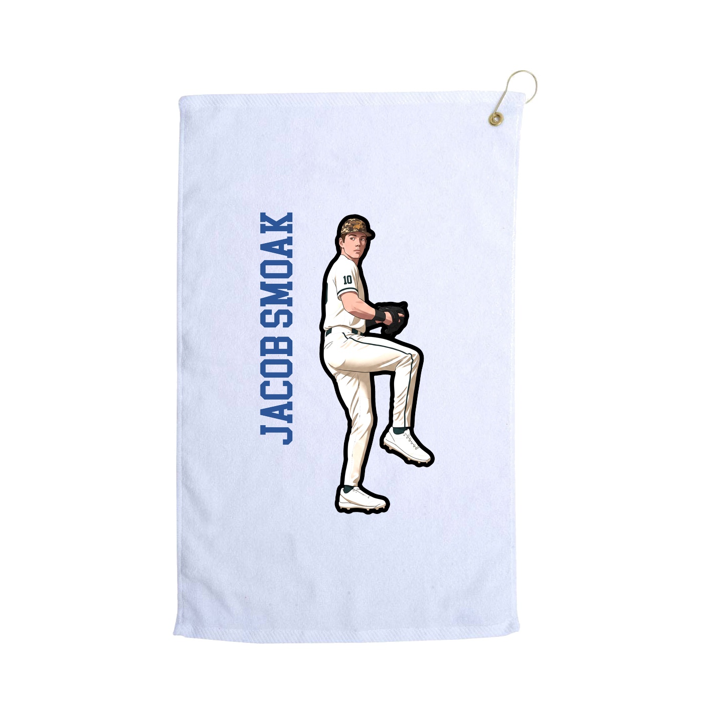 Golf Towel — Name Vertical in White