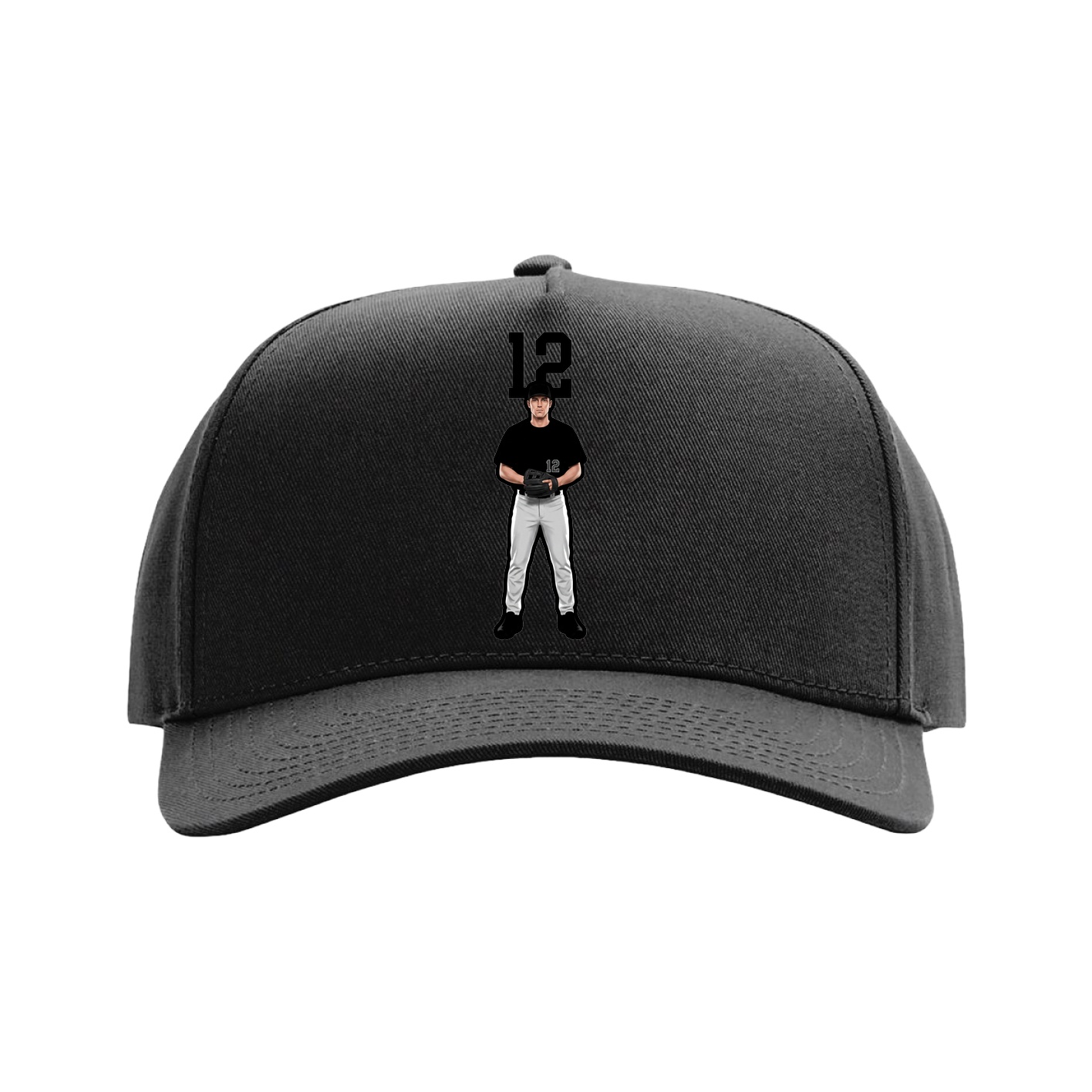 Full Fabric Five-Panel Champ Cap — Number Top in Black
