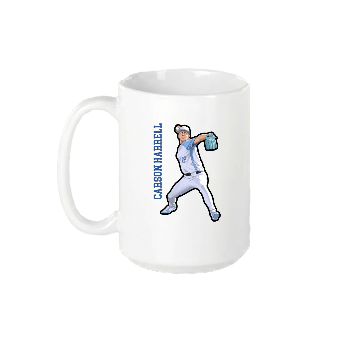 15oz Coffee Mug — Name Vertical in White