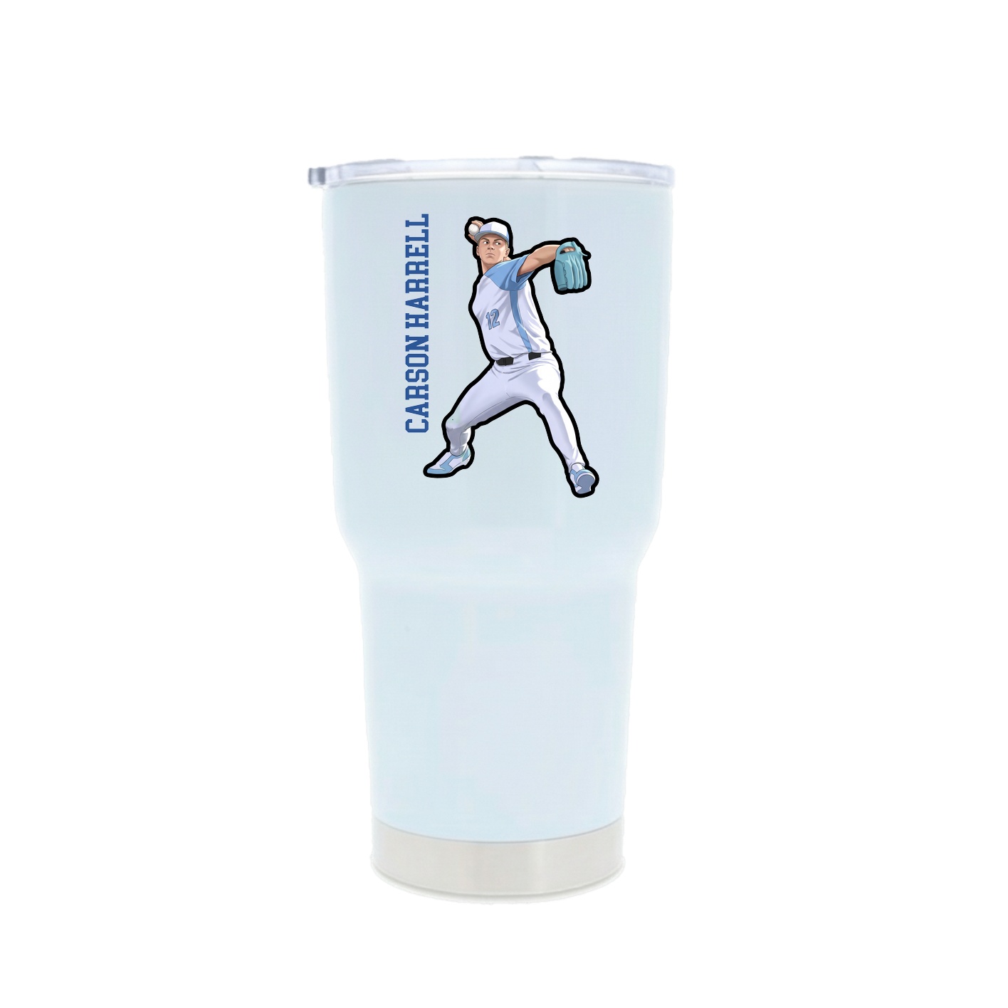 30oz Stainless Steel Tumbler — Name Vertical in White