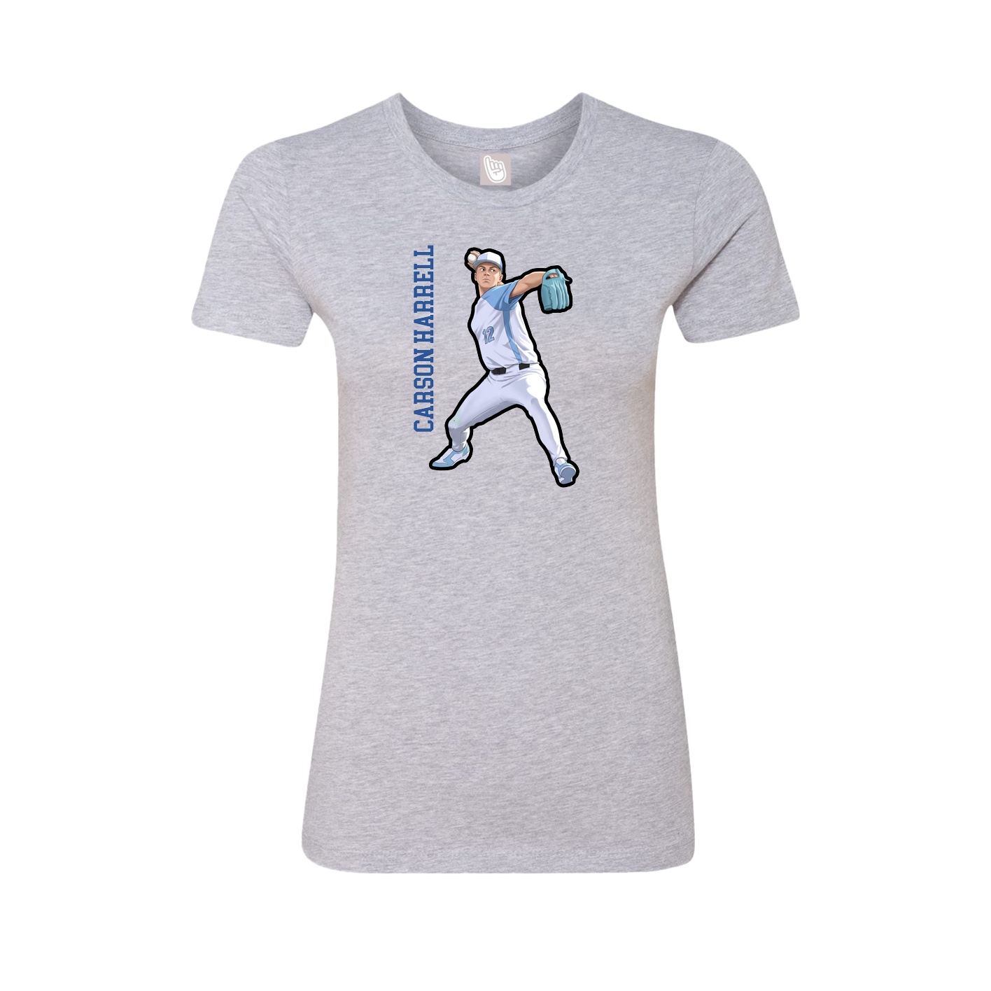 Fitted Women's Tee — Name Vertical in Grey