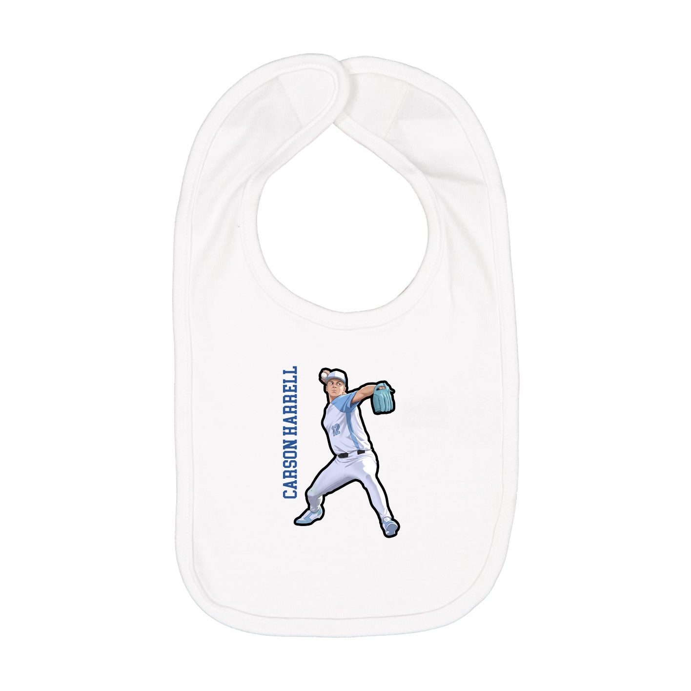 Infant Bib — Name Vertical in White