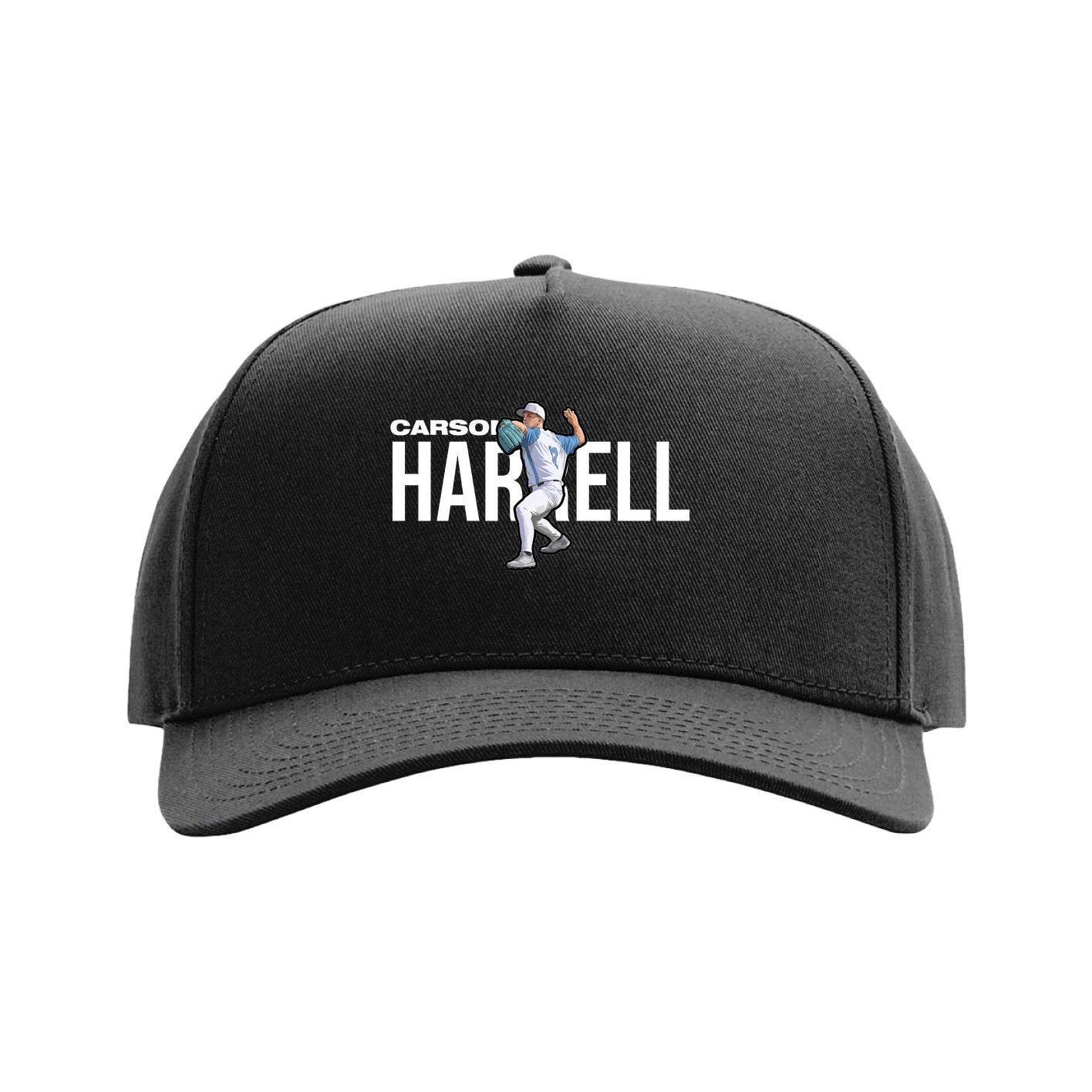 Full Fabric Five-Panel Champ Cap — Player Name in Black