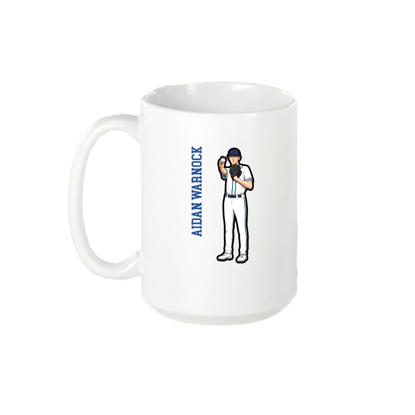 15oz Coffee Mug — Name Vertical in White