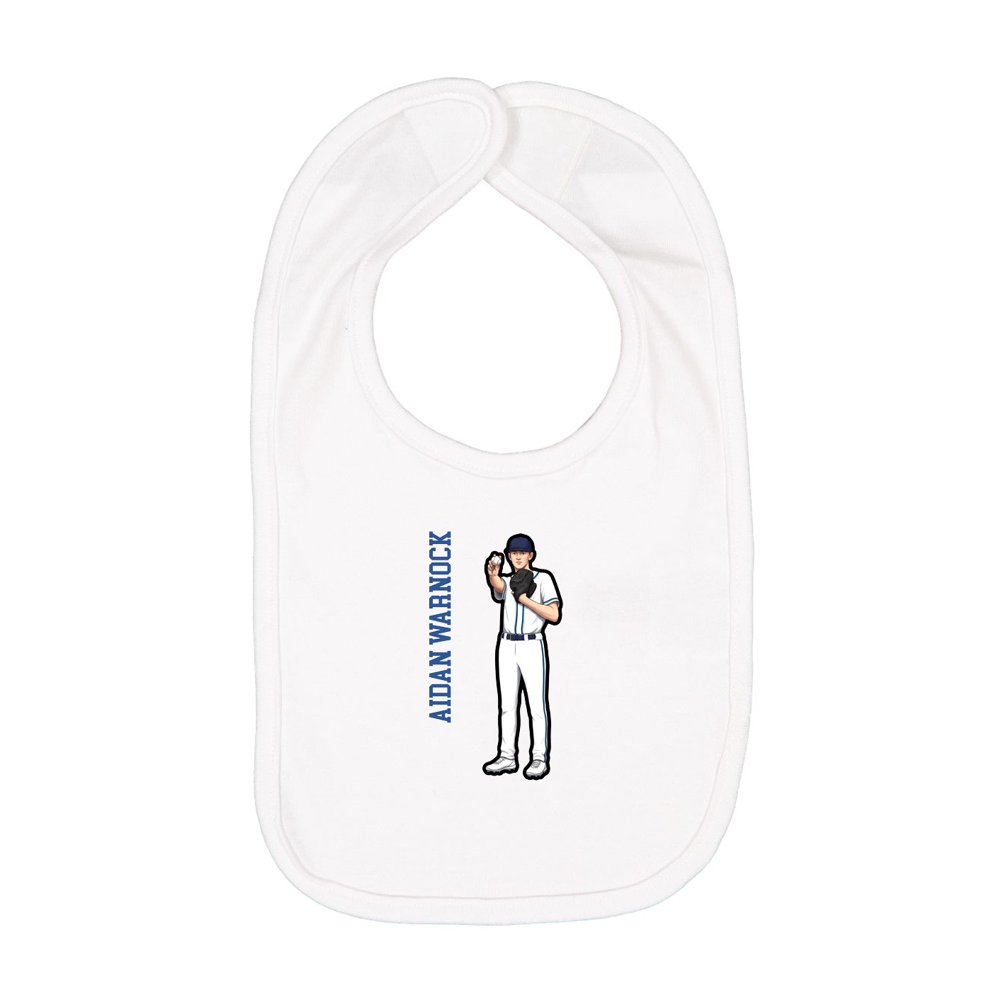 Infant Bib — Name Vertical in White