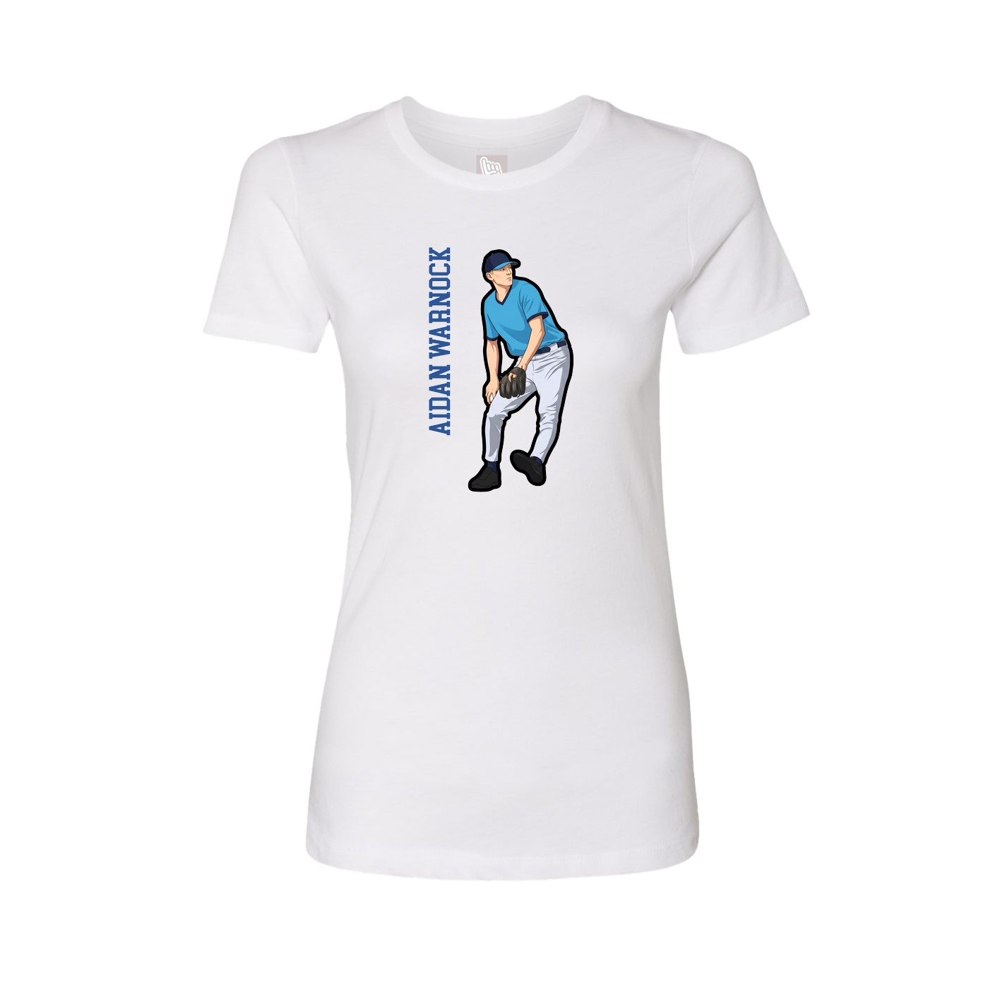 Fitted Women's Tee — Name Vertical in White