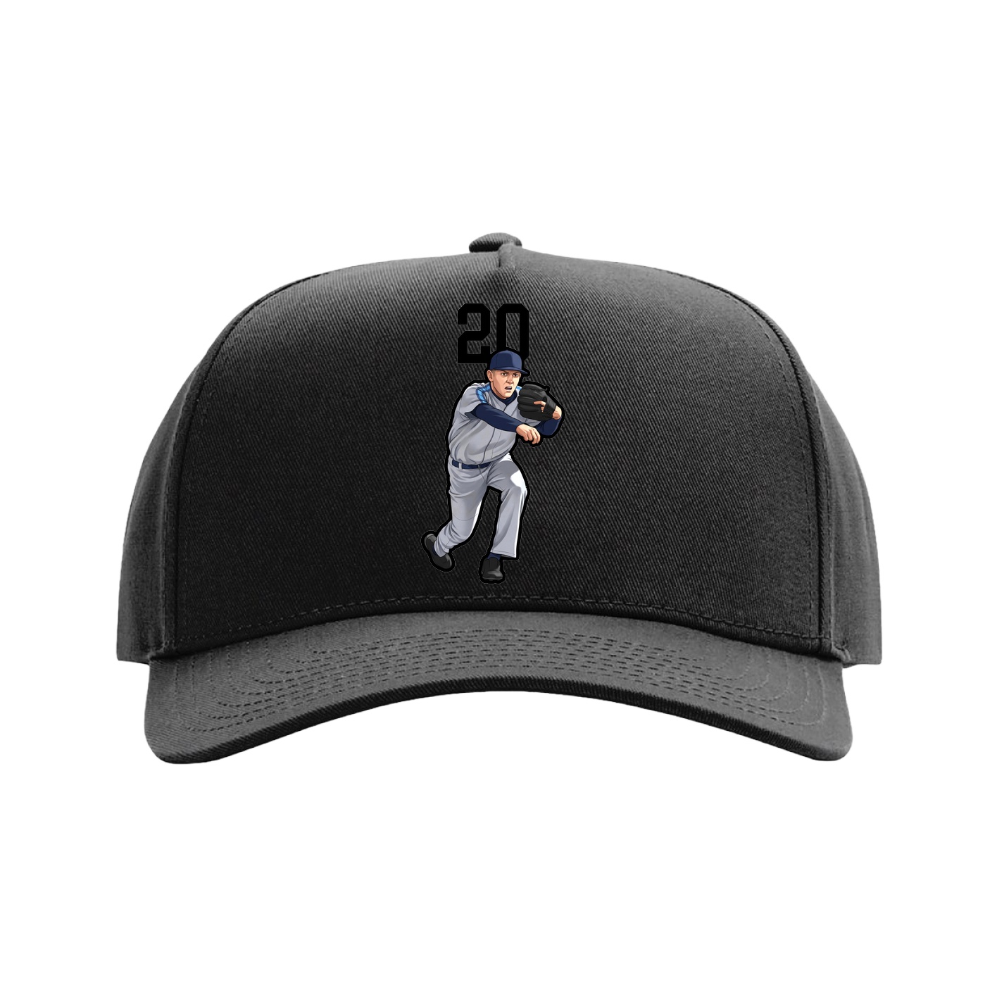 Full Fabric Five-Panel Champ Cap — Number Top in Black