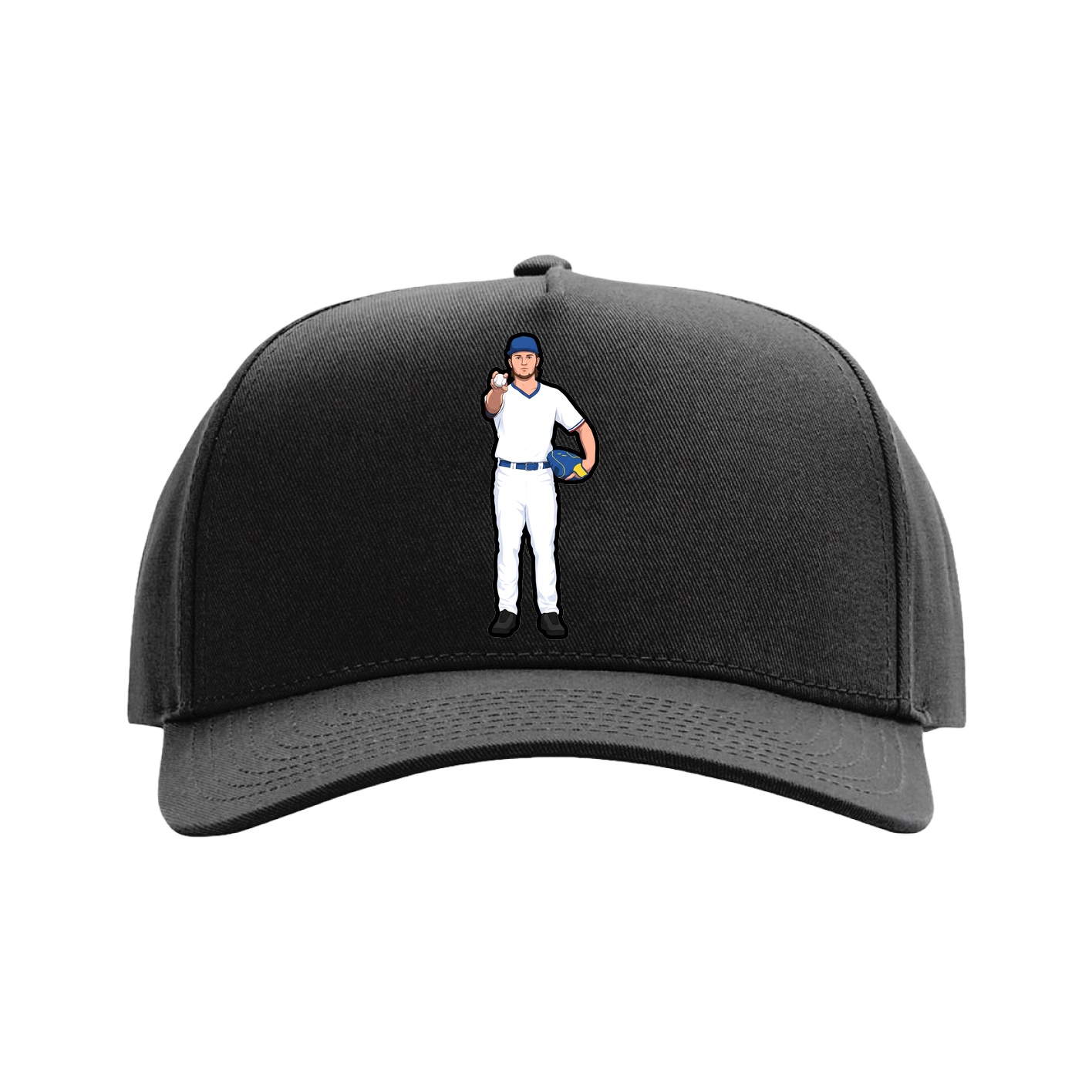 Full Fabric Five-Panel Champ Cap — Name Vertical in Black