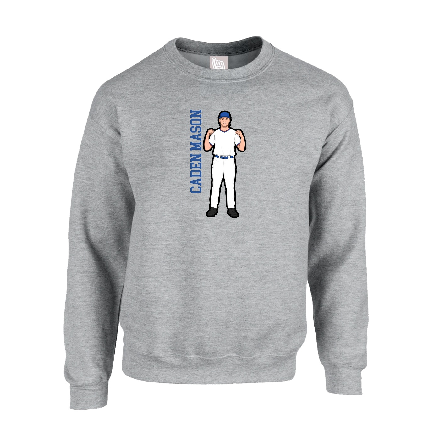 Fleece Crew — Name Vertical in Grey