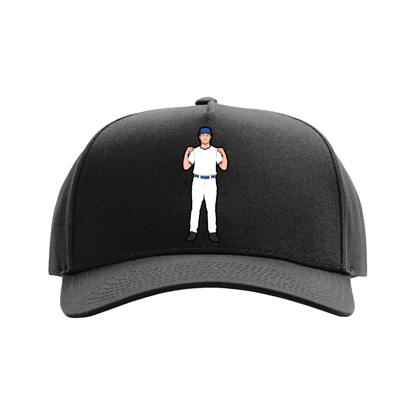 Full Fabric Five-Panel Champ Cap — Name Vertical in Black