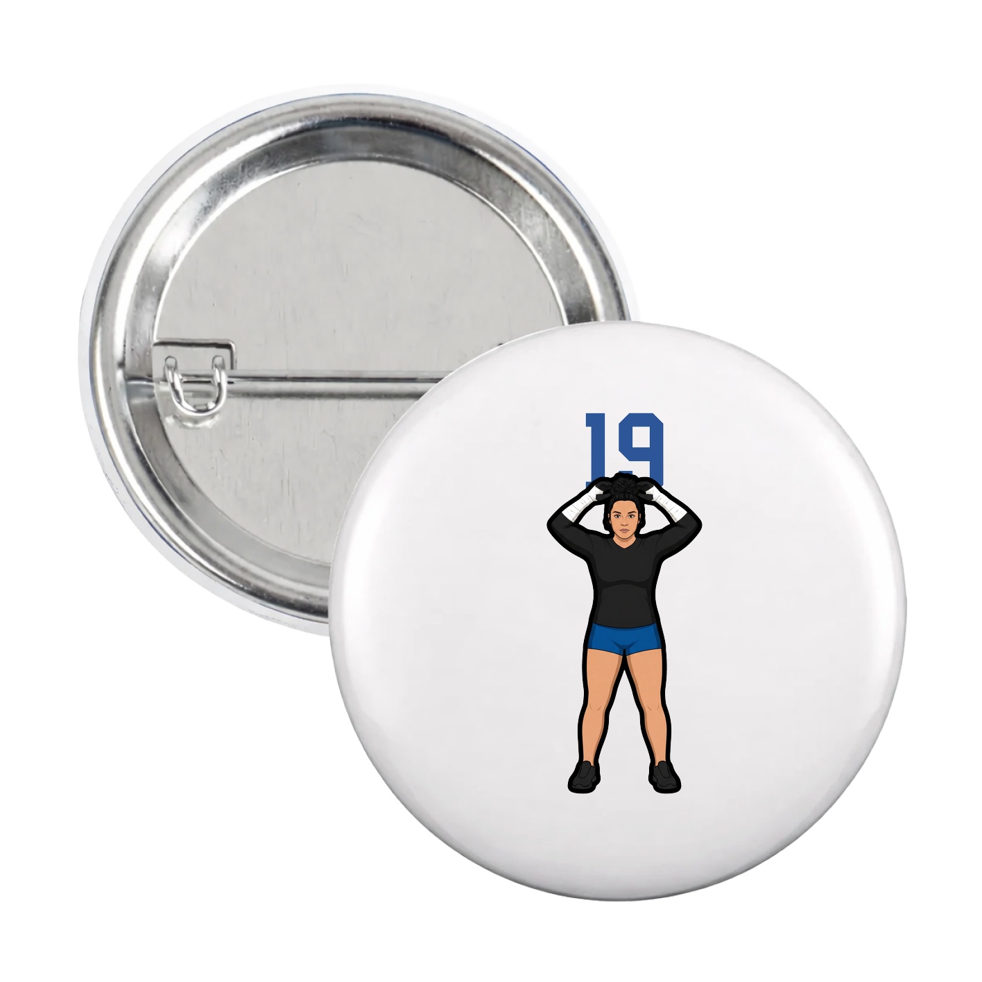 Game Day Button — Number Top in White