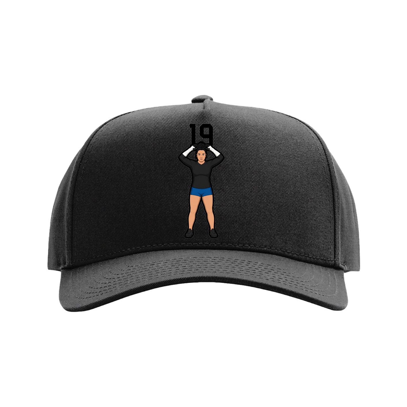 Full Fabric Five-Panel Champ Cap — Number Top in Black
