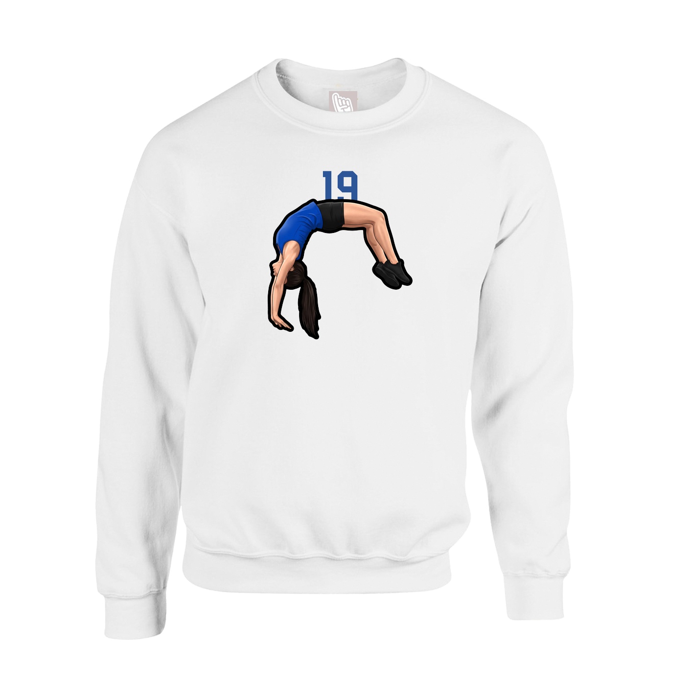Fleece Crew — Number Top in White