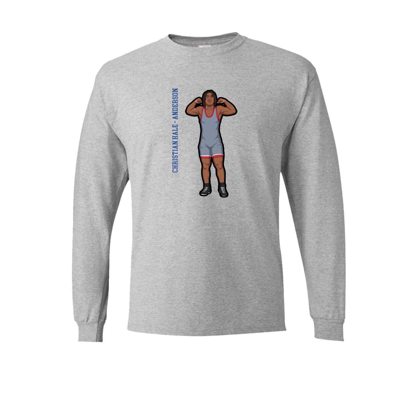 Long Sleeve Tee — Name Vertical in Grey