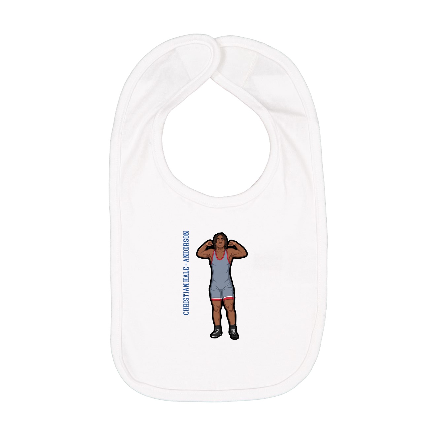 Infant Bib — Name Vertical in White