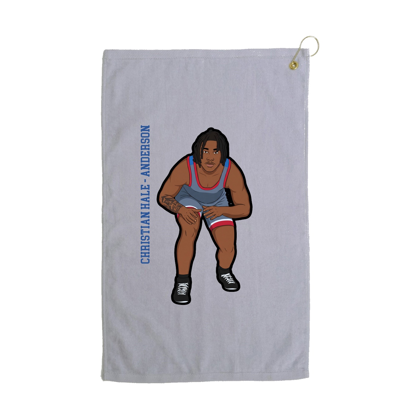 Golf Towel — Name Vertical in Grey