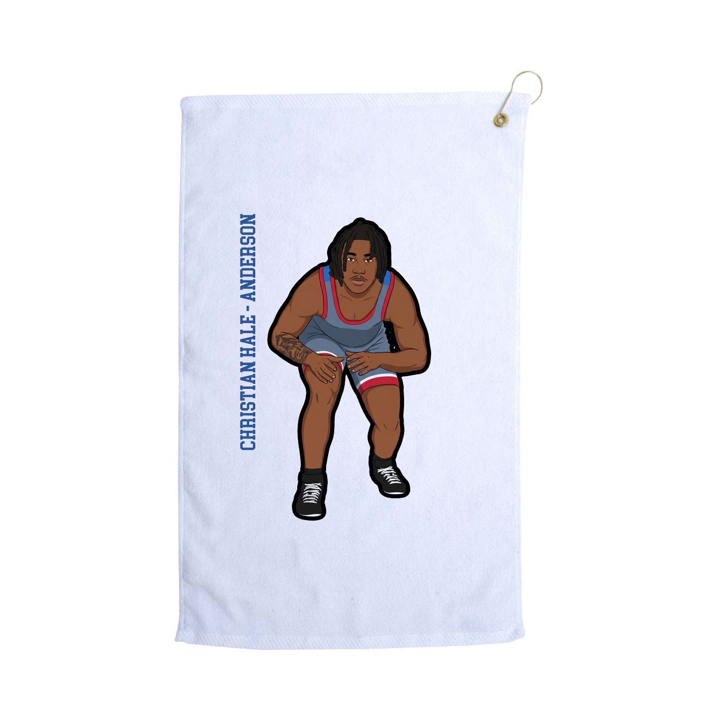 Golf Towel — Name Vertical in White
