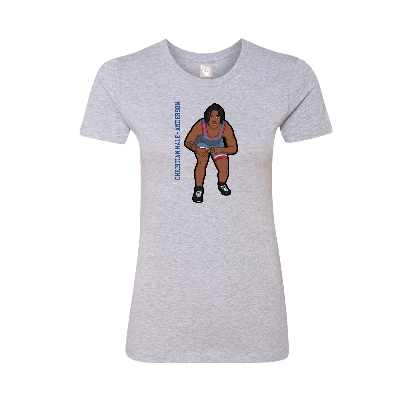 Fitted Women's Tee — Name Vertical in Grey