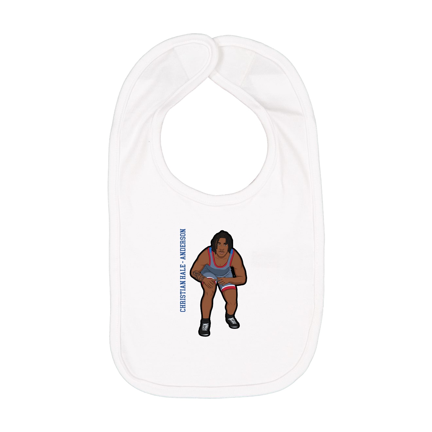 Infant Bib — Name Vertical in White
