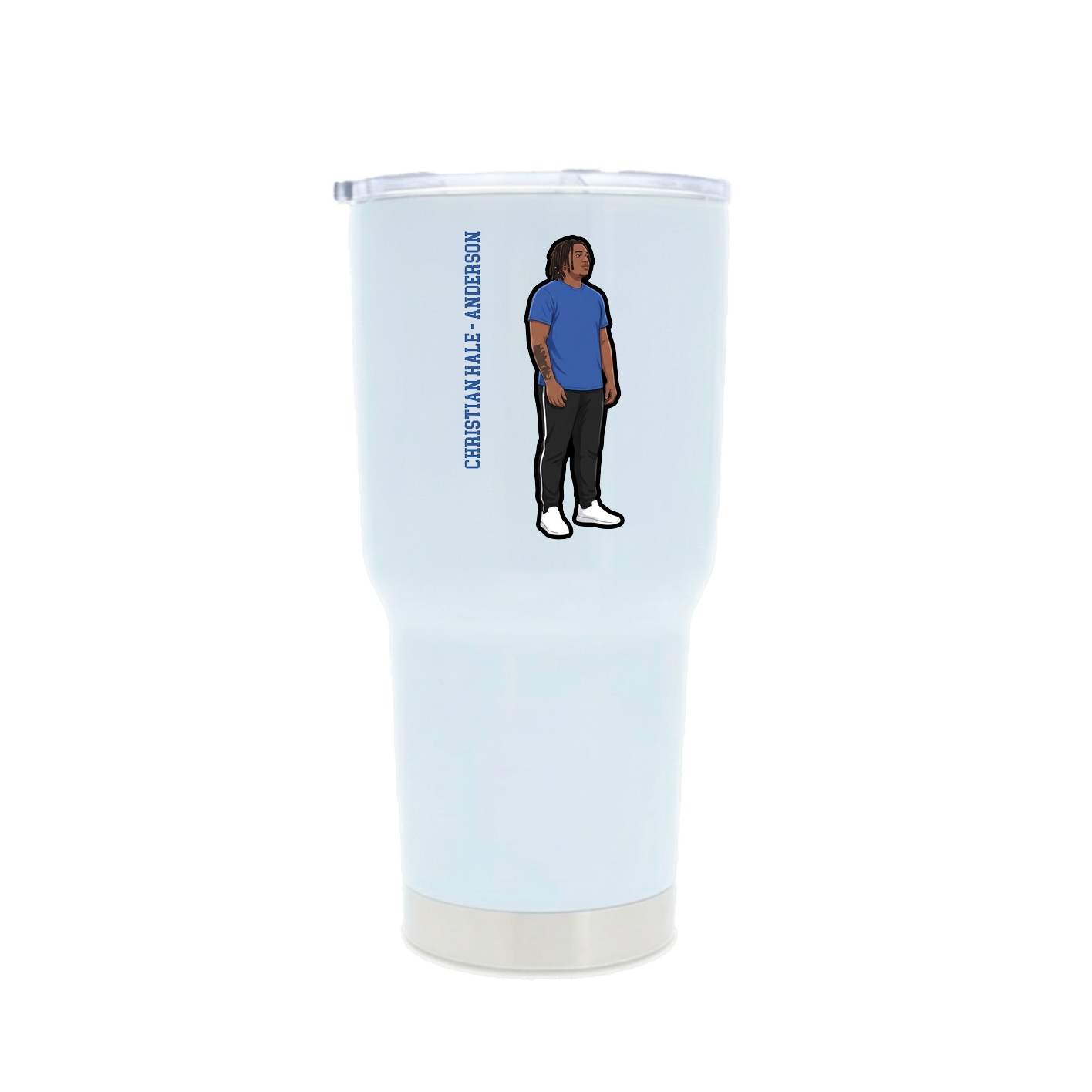 30oz Stainless Steel Tumbler — Name Vertical in White