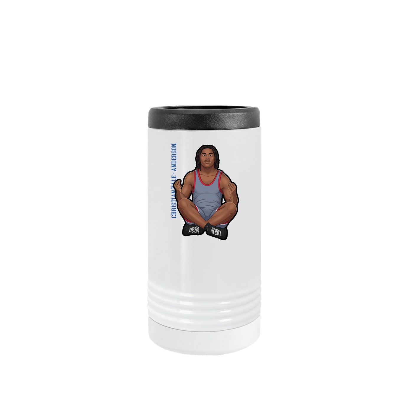 Slim Beverage Holder — Name Vertical in White