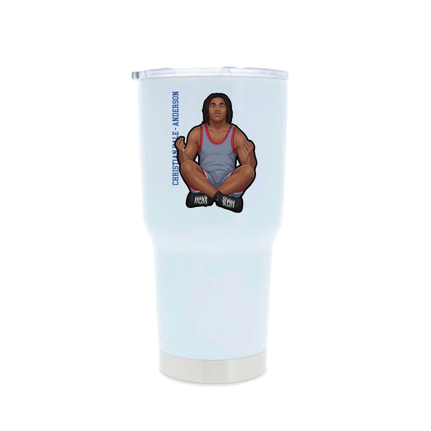 30oz Stainless Steel Tumbler — Name Vertical in White